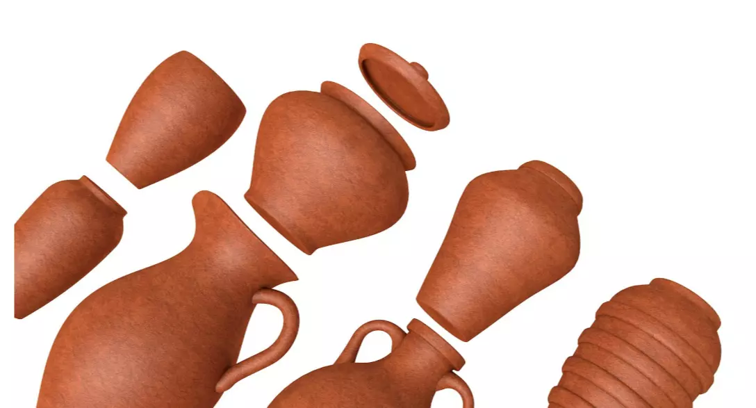 Artisan clay vases collection 3D model_4