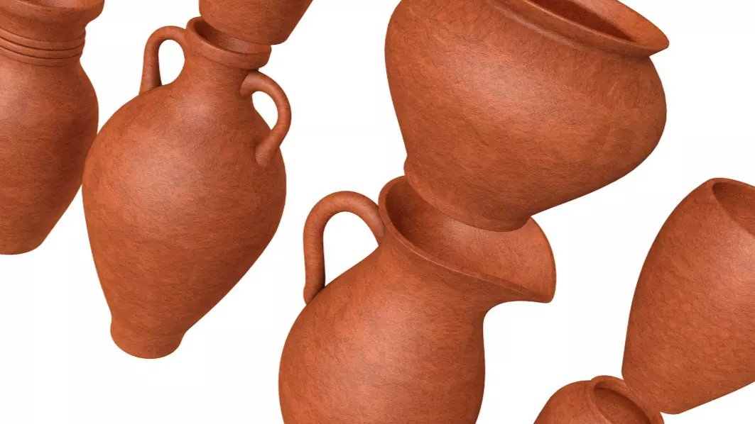 Artisan clay vases collection 3D model_2