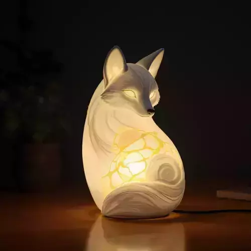 Luminous Fox Lamp Ceramic Night Light Sculpture