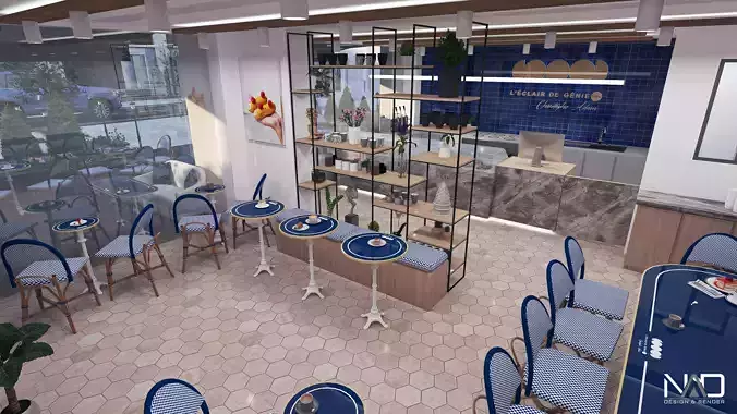 Modern Cafe Interior Design  3D model