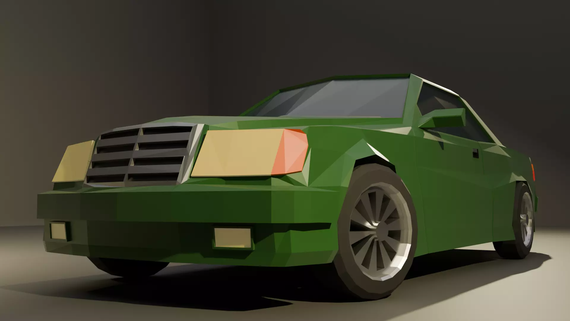 90s German coupe low poly Low-poly 3D model_6