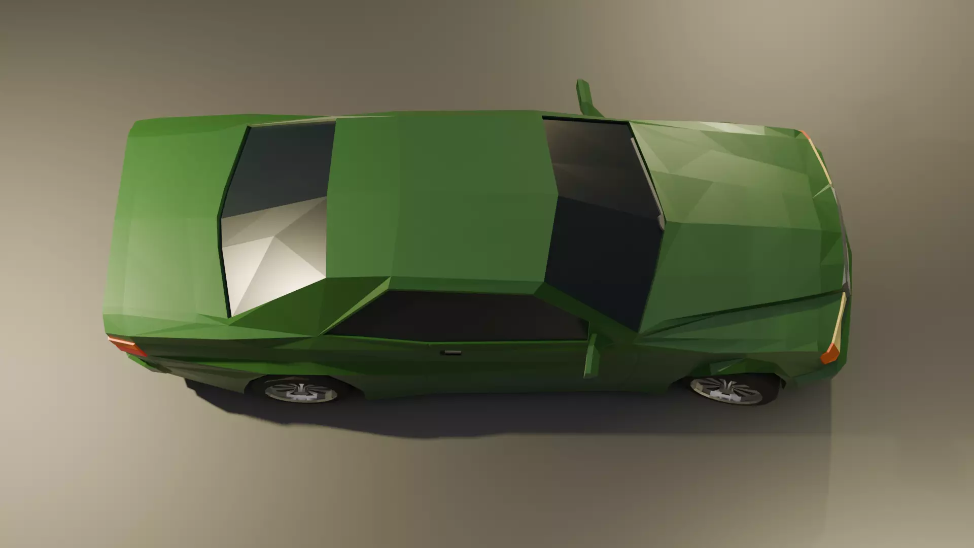 90s German coupe low poly Low-poly 3D model_3