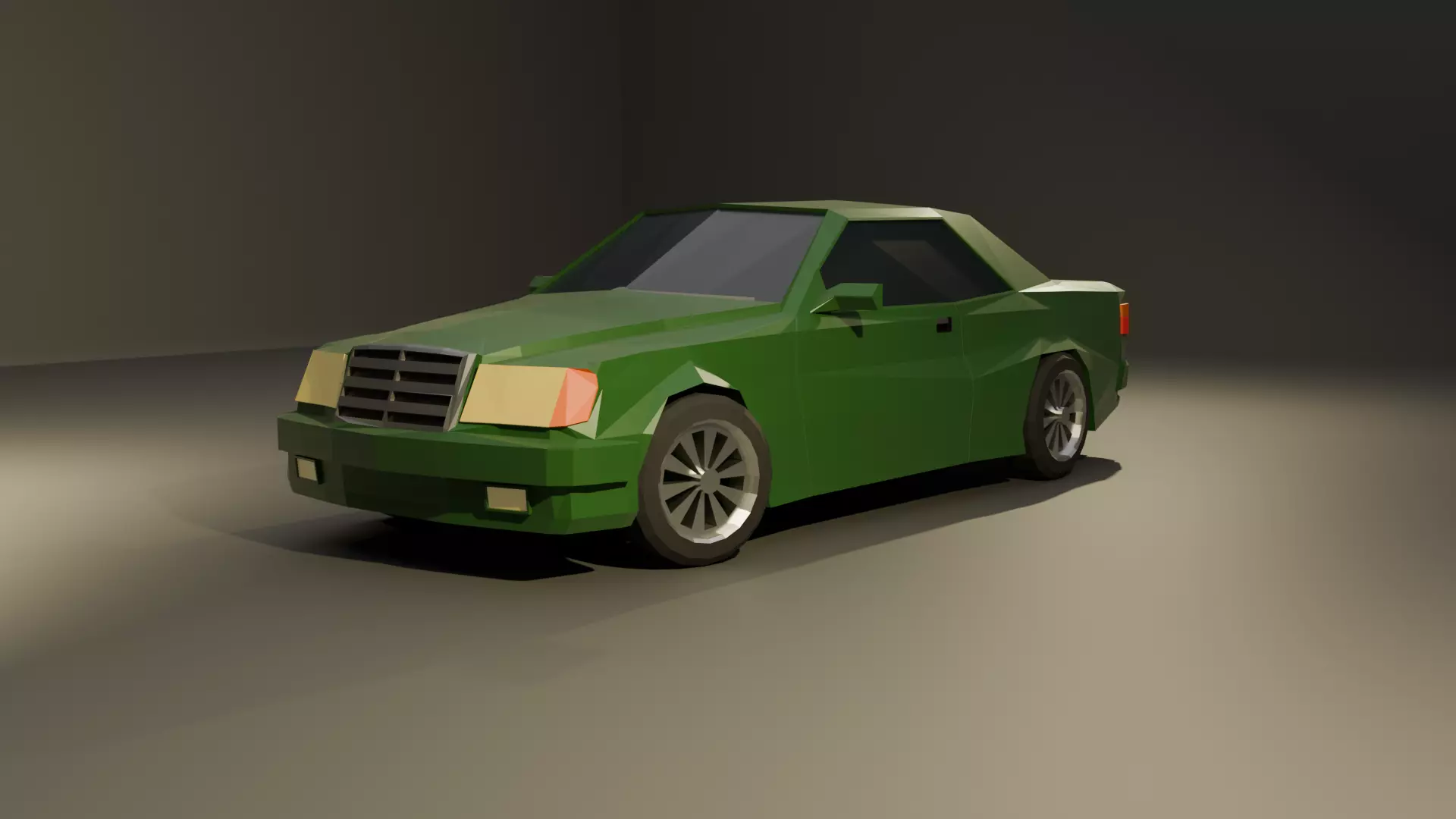 90s German coupe low poly Low-poly 3D model_0