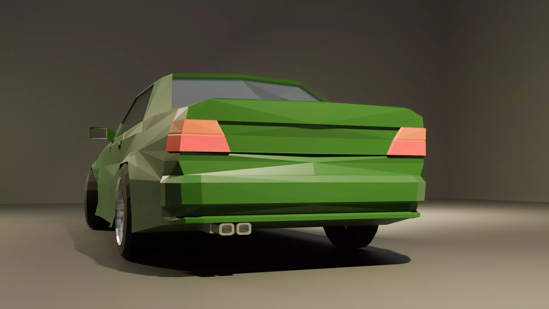 90s German coupe low poly Low-poly 3D model_4