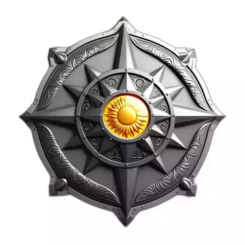 Ornate Metallic Sun Fantasy Shield