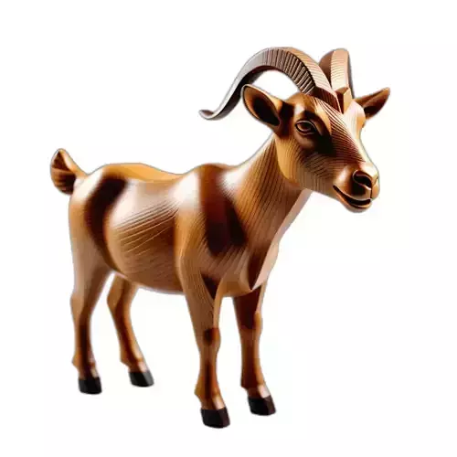 Stylized Wooden Goat Figurine Model