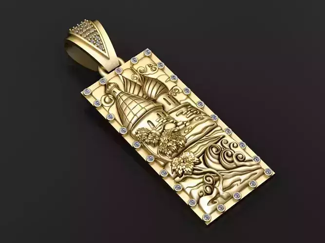 Castle Landscape Pendant 3D Printable Model