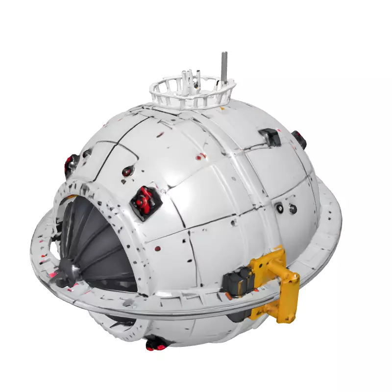 SciFi Industrial Spherical Device Low-poly 3D model_2