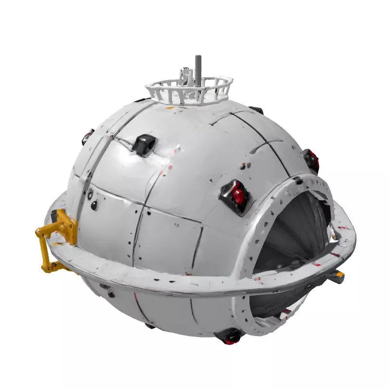 SciFi Industrial Spherical Device Low-poly 3D model_5