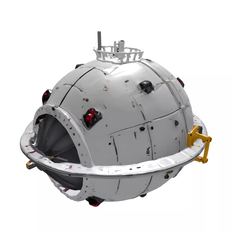 SciFi Industrial Spherical Device Low-poly 3D model_6