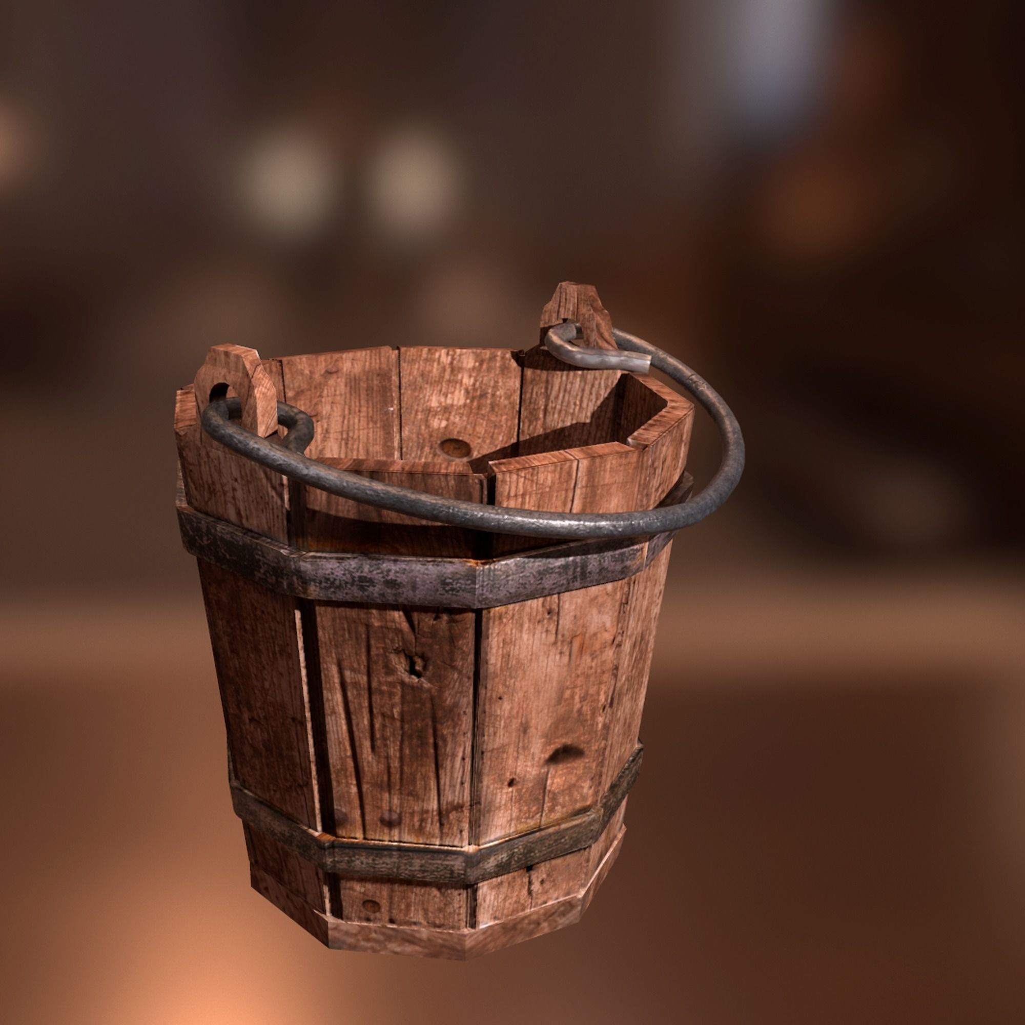 Medieval Bucket PBR Low-poly 3D model_0