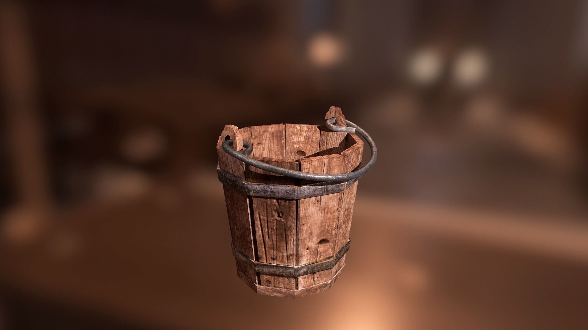 Medieval Bucket PBR Low-poly 3D model_5