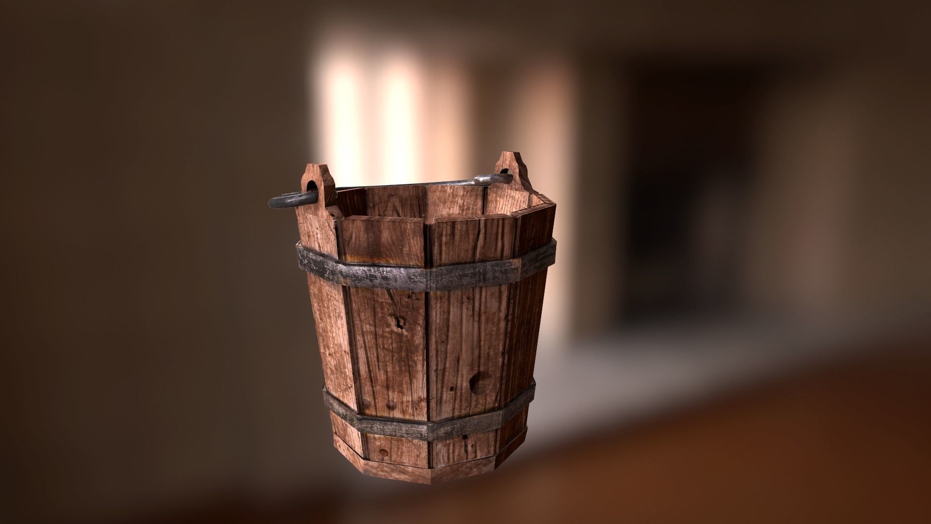Medieval Bucket PBR Low-poly 3D model_4
