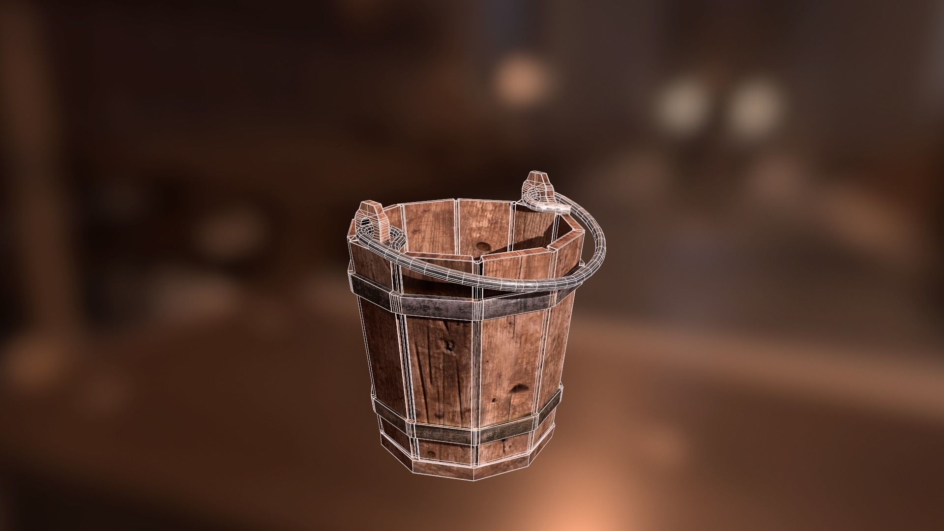 Medieval Bucket PBR Low-poly 3D model_6