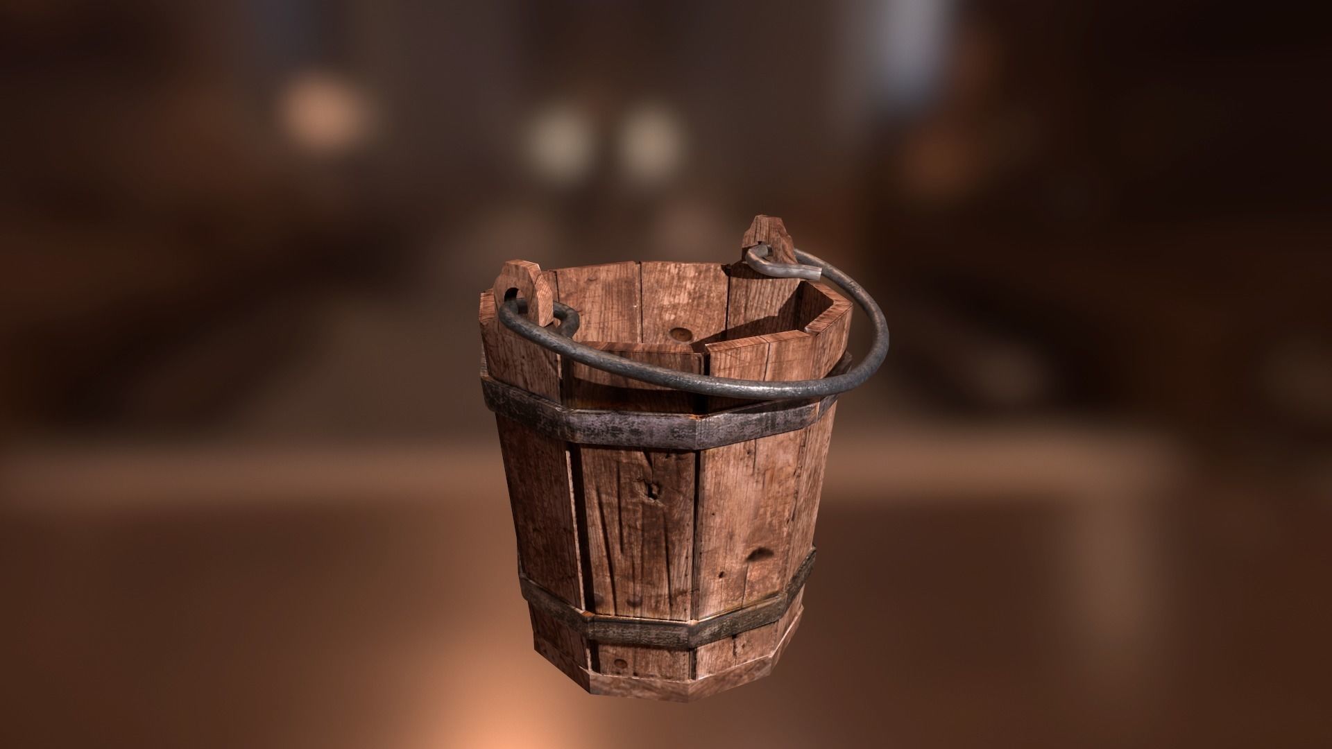 Medieval Bucket PBR Low-poly 3D model_3