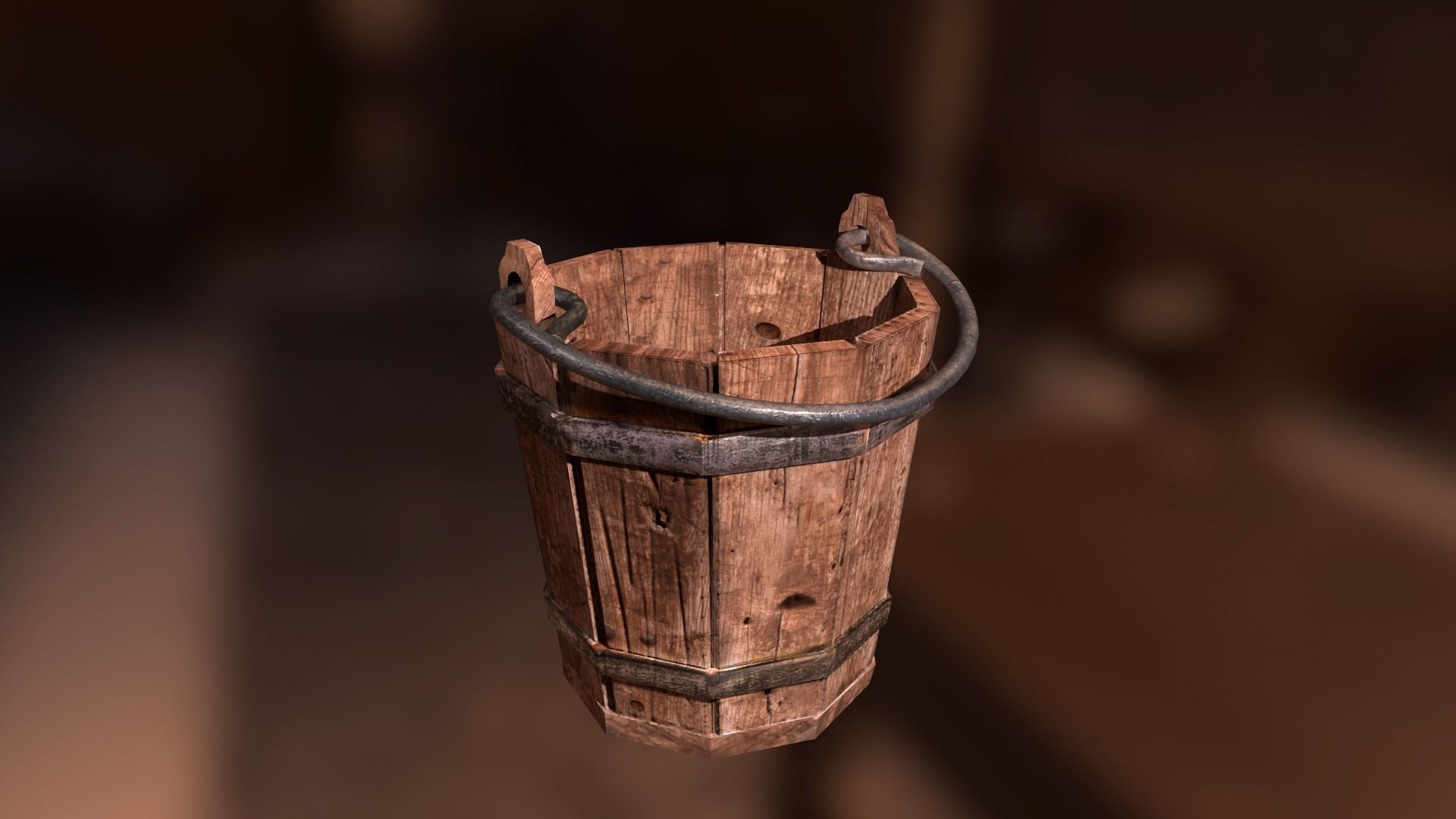 Medieval Bucket PBR Low-poly 3D model_2