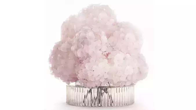 Realistic Bouquet Glass Vase Pink Hydrangea 645