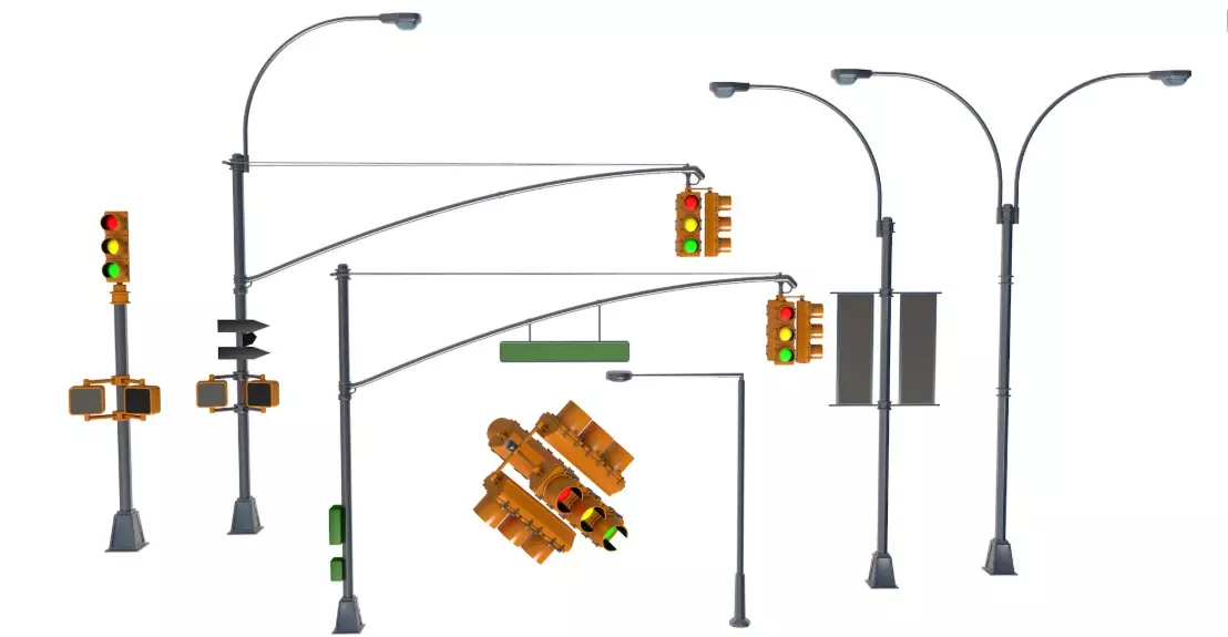 Street Elements Set 3D model_2