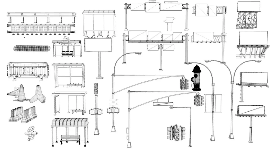 Street Elements Set 3D model_47
