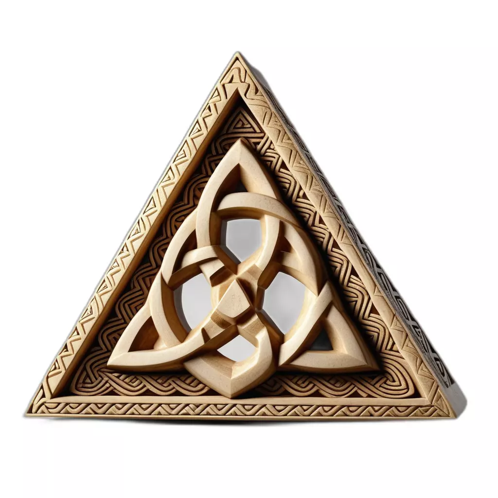 Carved Celtic Triquetra Ornament Low-poly 3D model_0