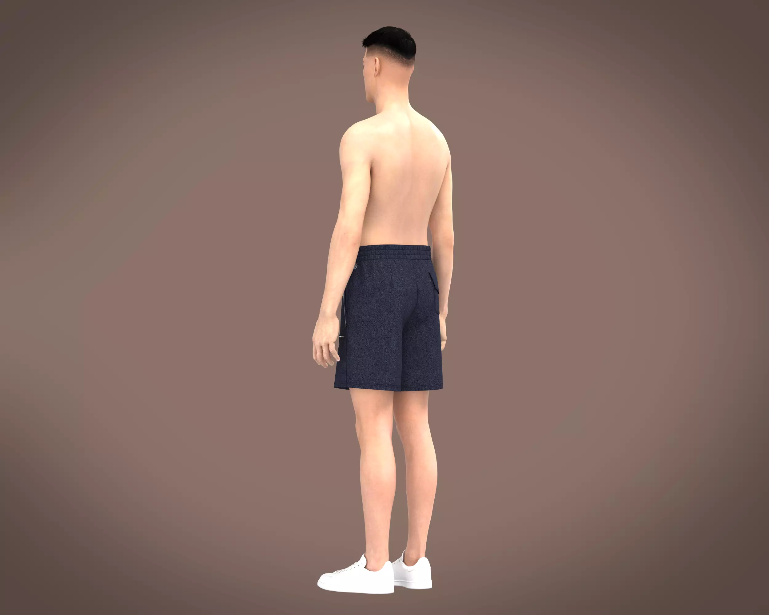 Mens towel fabric shorts with multiple zipper 3D model_13