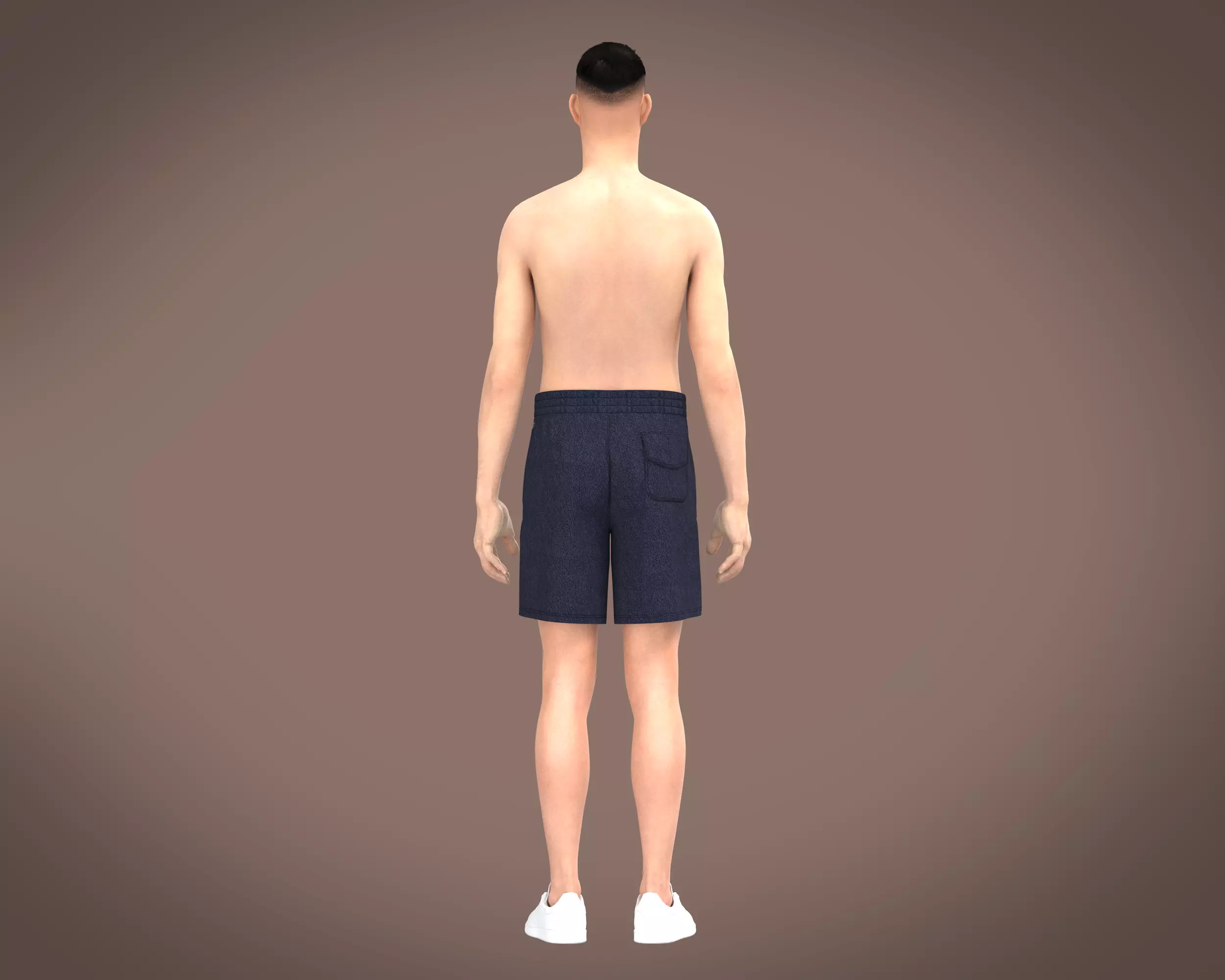 Mens towel fabric shorts with multiple zipper 3D model_12