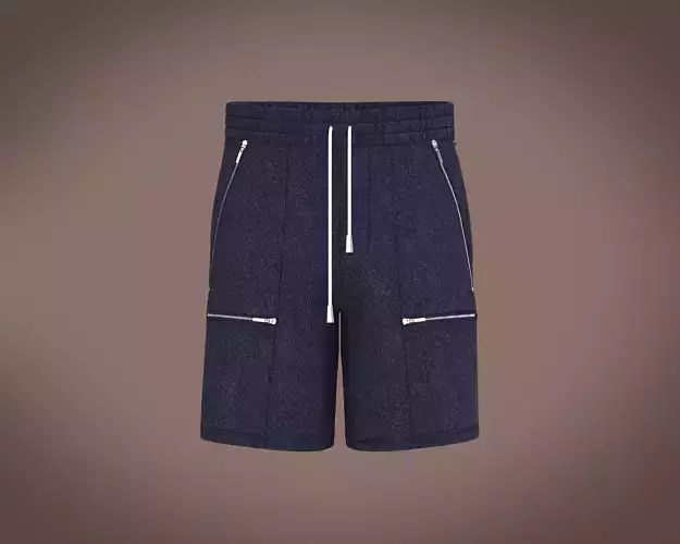 Mens towel fabric shorts with multiple zipper