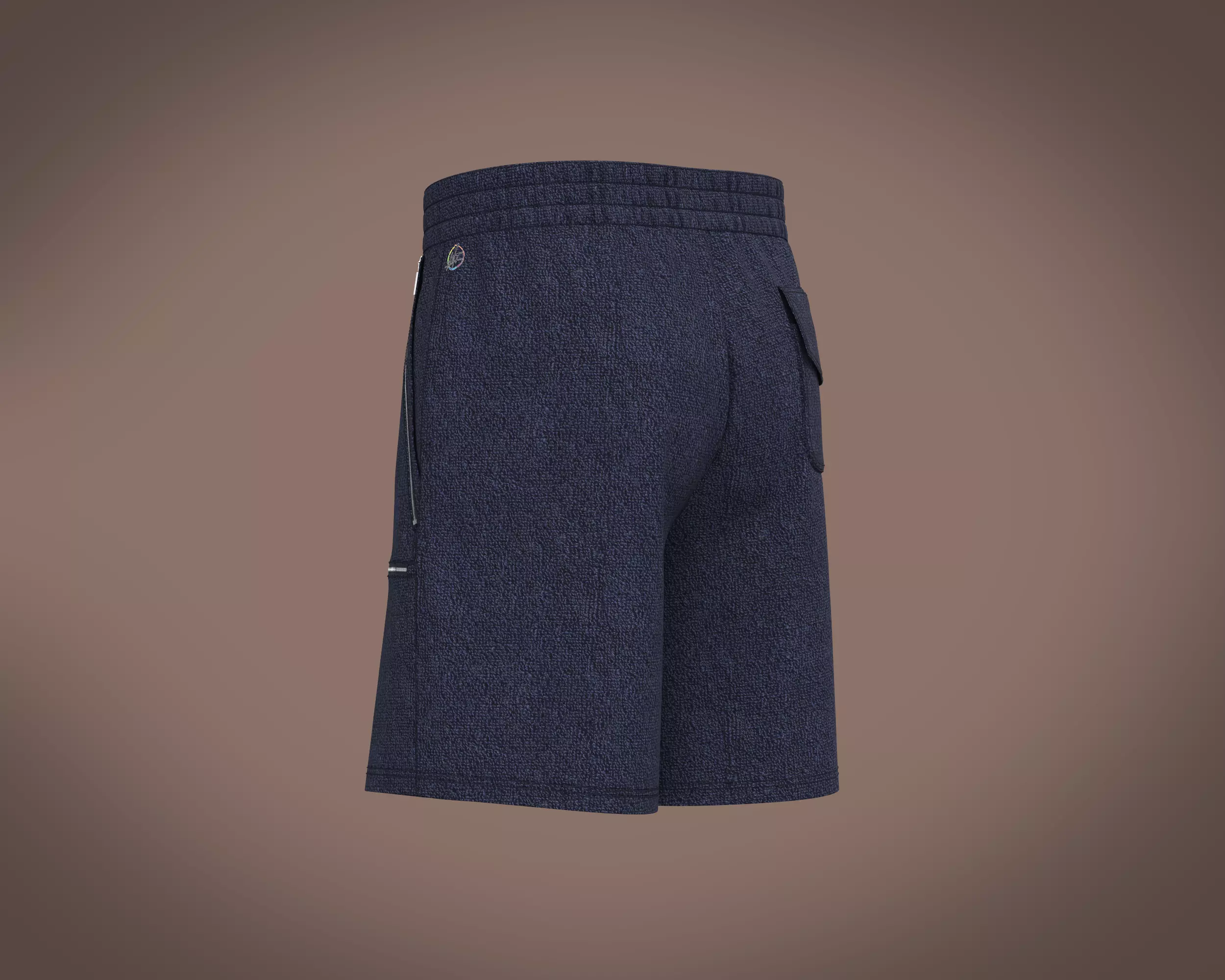 Mens towel fabric shorts with multiple zipper 3D model_5