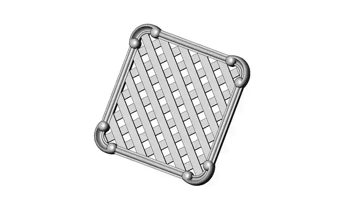 Square rhombus panel lattice screen mesh scrolls relief 