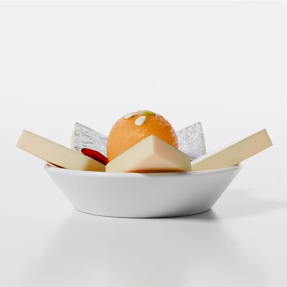 puja props and sweets thali setup Low-poly 3D model_43