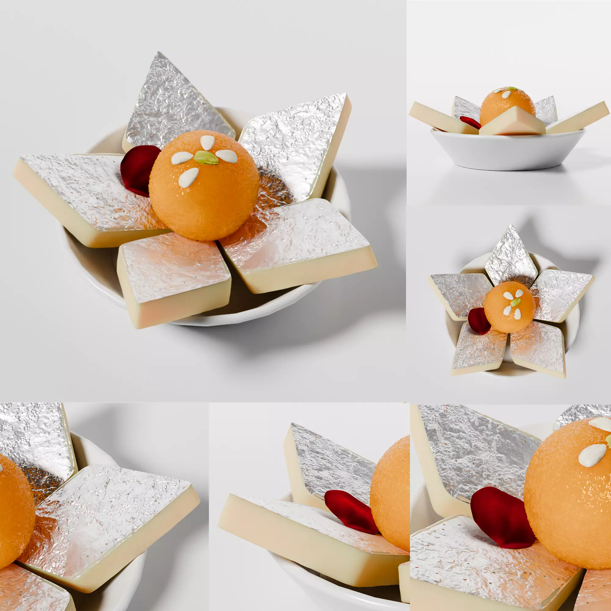 puja props and sweets thali setup Low-poly 3D model_15