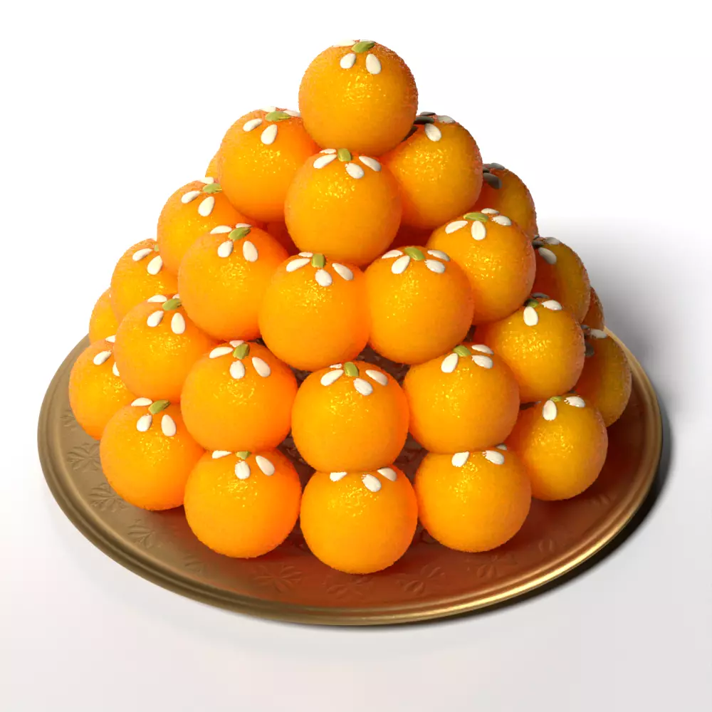 puja props and sweets thali setup Low-poly 3D model_17