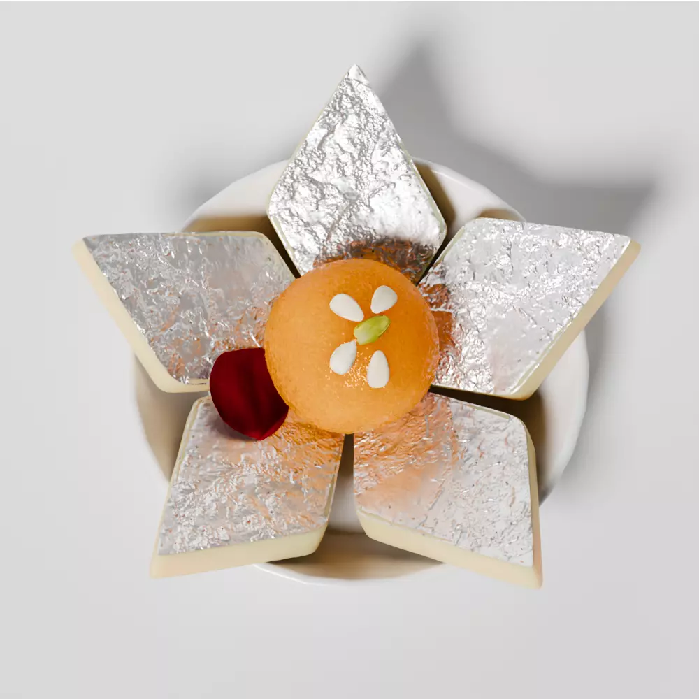 puja props and sweets thali setup Low-poly 3D model_44