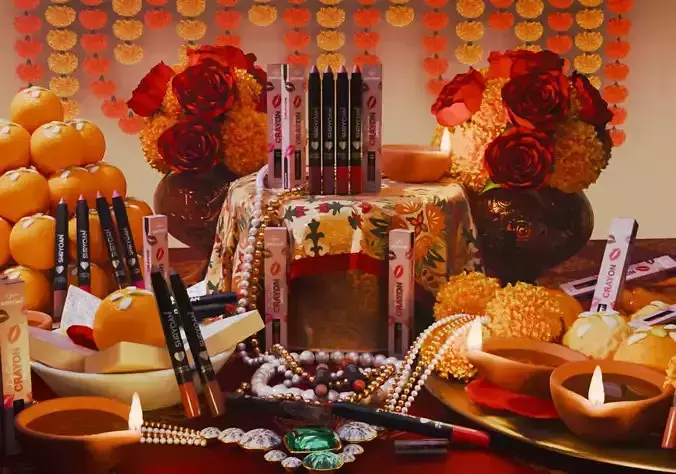 puja props and sweets thali setup 