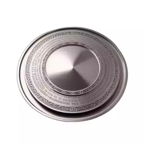 Futuristic Engraved Metallic Disc Artifact