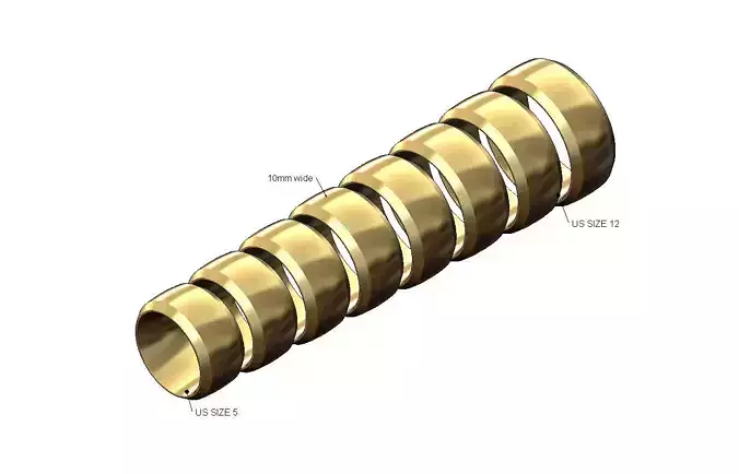 10mm mm wide chamfered sides comfort fit rounded wedding band 3D print model