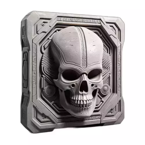 Alien Skull Ancient SciFi Relief