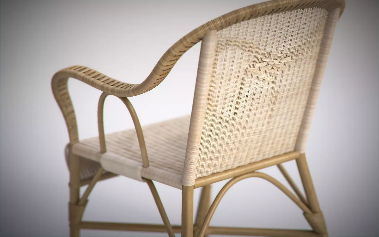 Vintage Wicker Chair and Sofa 3D model