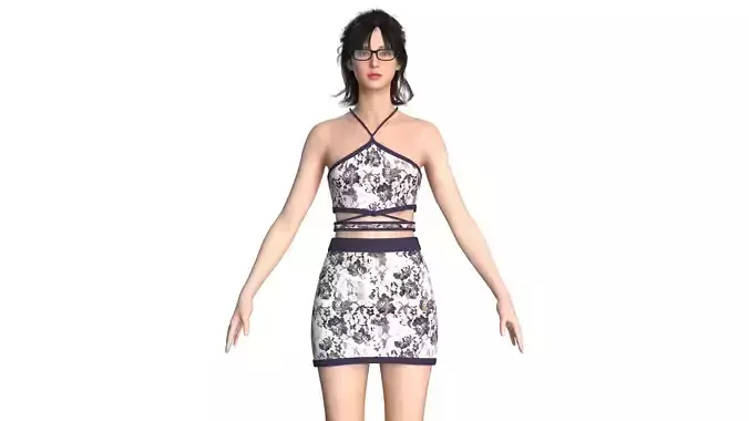 Girls Crop Top With Skirt V3