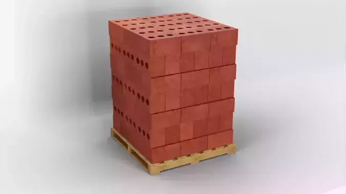 Wooden Pallet with Red Bricks 1