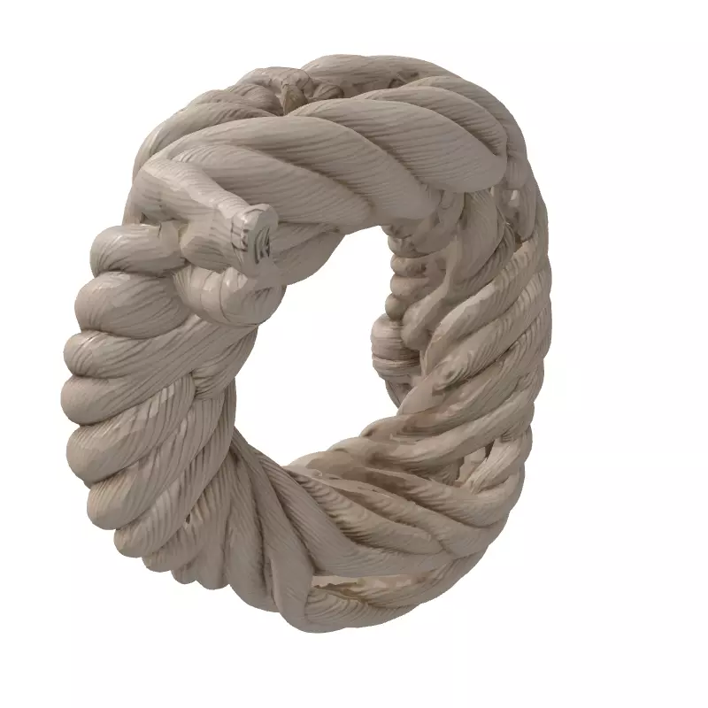 Detailed Rope Coil Circle Low-poly 3D model_5