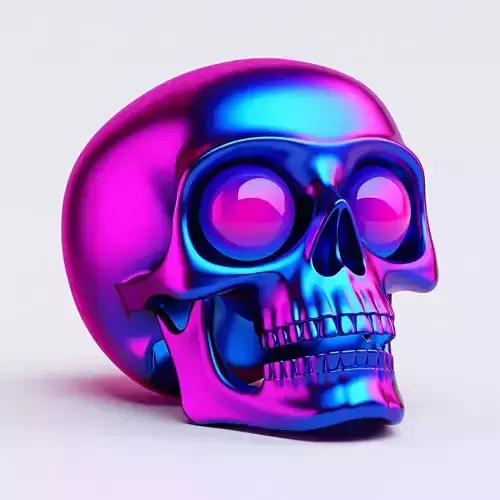2445Color 3D Model of Halloween Skull Low Poly Style