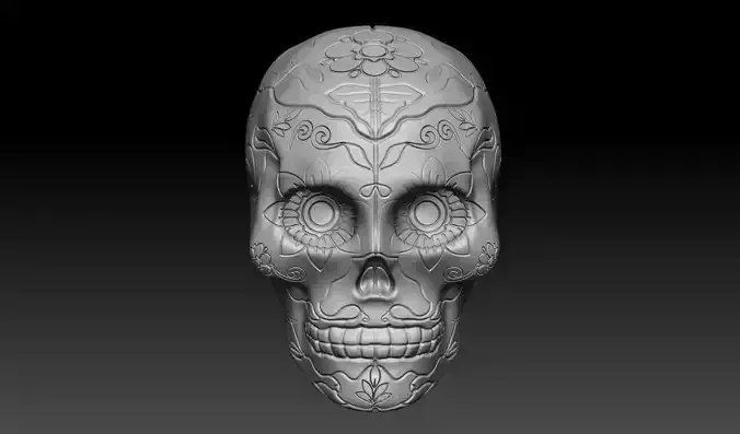 Flowered Skull 3D Printable Model