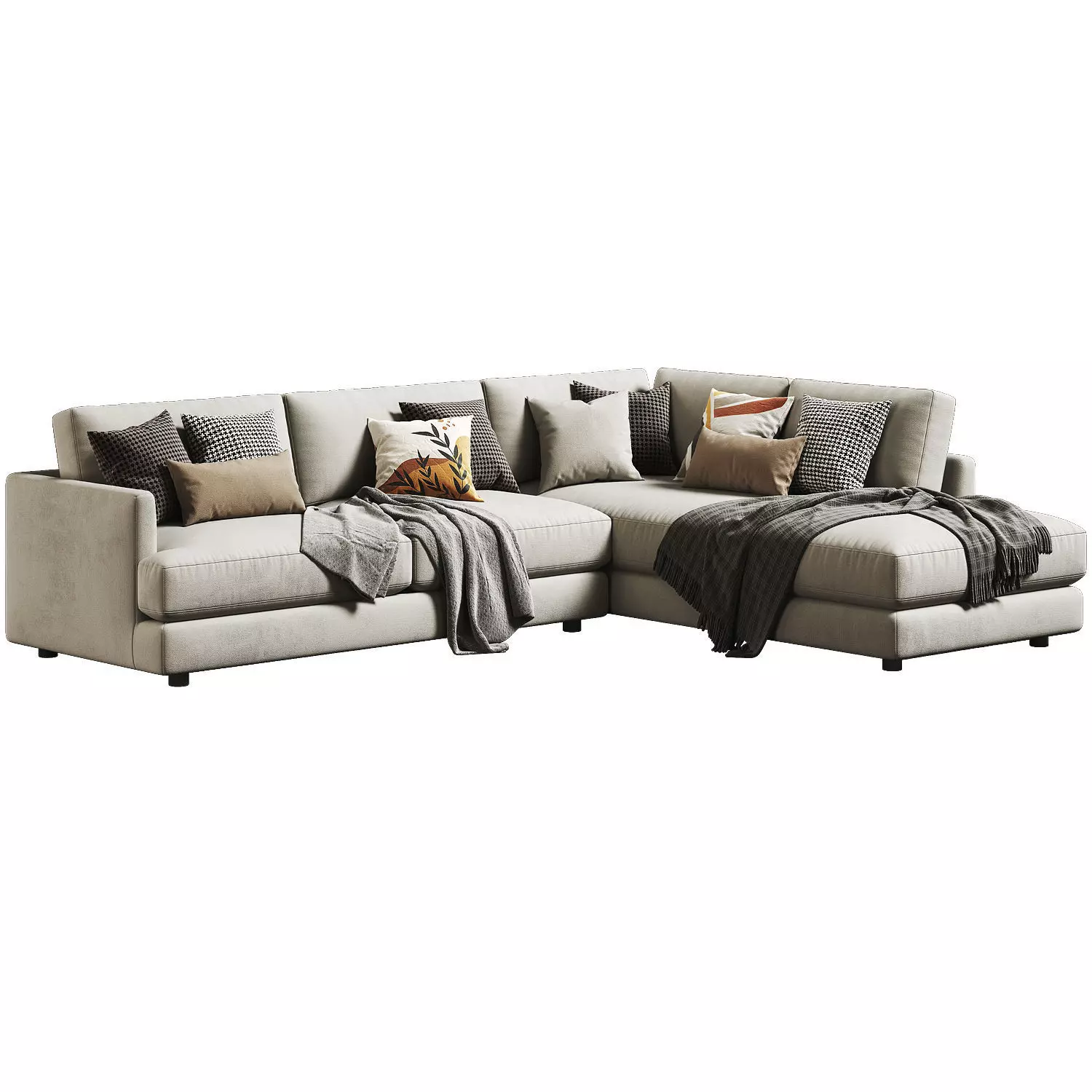 West Elm Haven Sectional Chaise 02 3D model_1