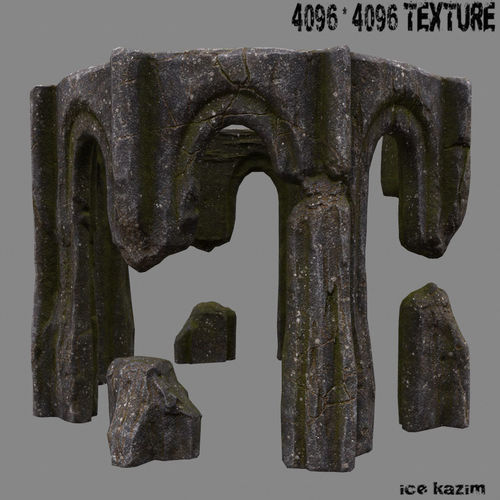 Archway stone arched structure Low-poly 3D model