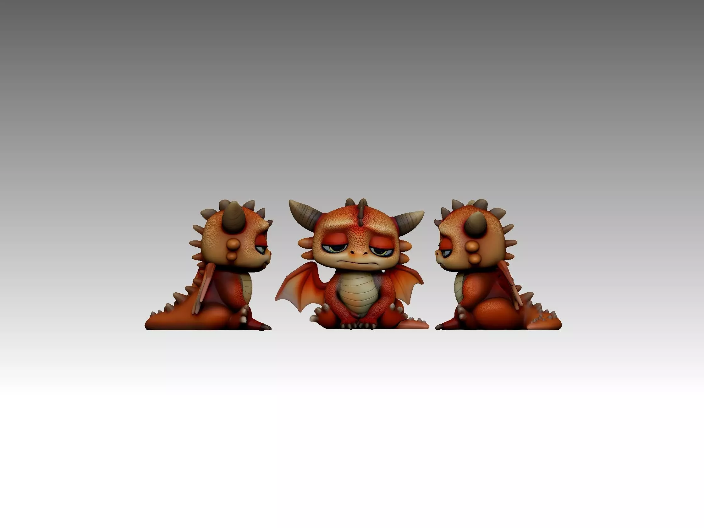 Sad Dragon 3D print model_1
