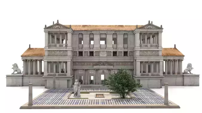Modular Classical Building with Interiors Architecture PBR 3D model