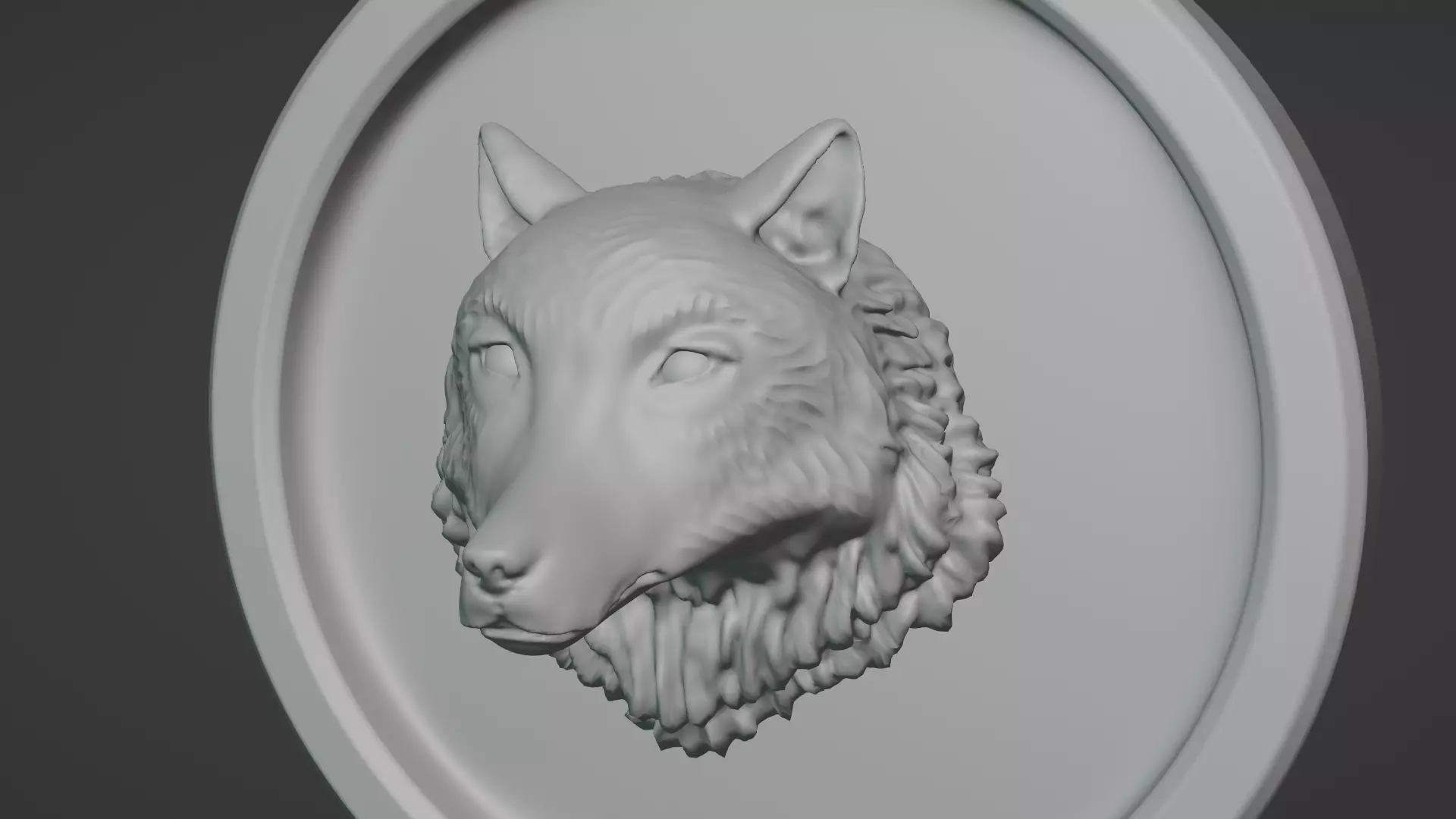 Wolf Face Relief Sculpture  Mid High Poly 3D Model 3D model_4