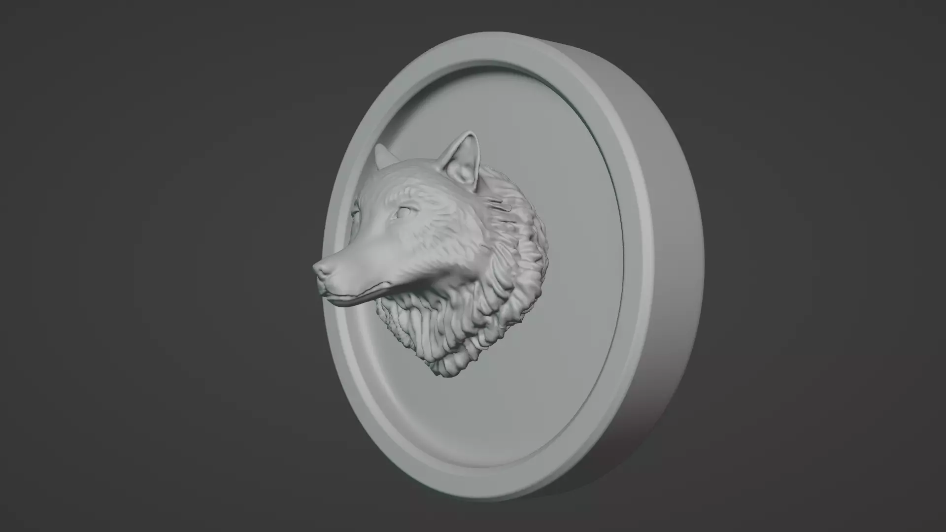 Wolf Face Relief Sculpture  Mid High Poly 3D Model 3D model_2