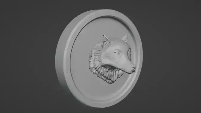Wolf Face Relief Sculpture  Mid High Poly 3D Model 3D model